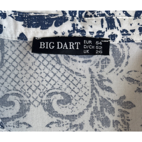 Big Dart Blue & White Patterned Button Down Longsleeve‎ Shirt - Size Large - Picture 5 of 8